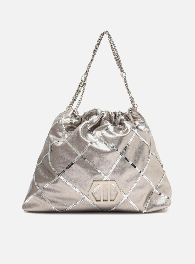 Bolsa Hobo Prateada Grande