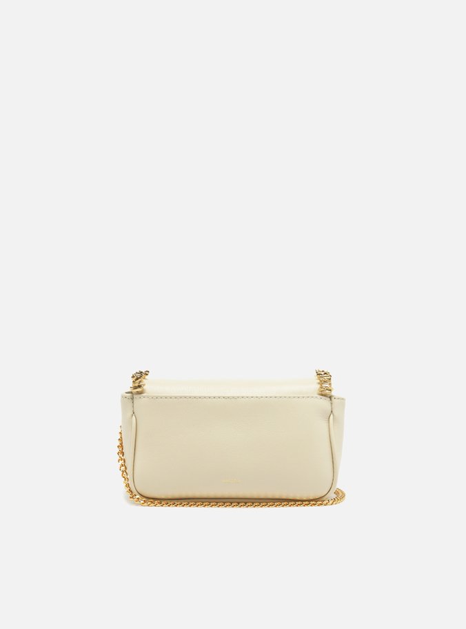 Bolsa Tiracolo Branca Couro Pequena Metais Lenny