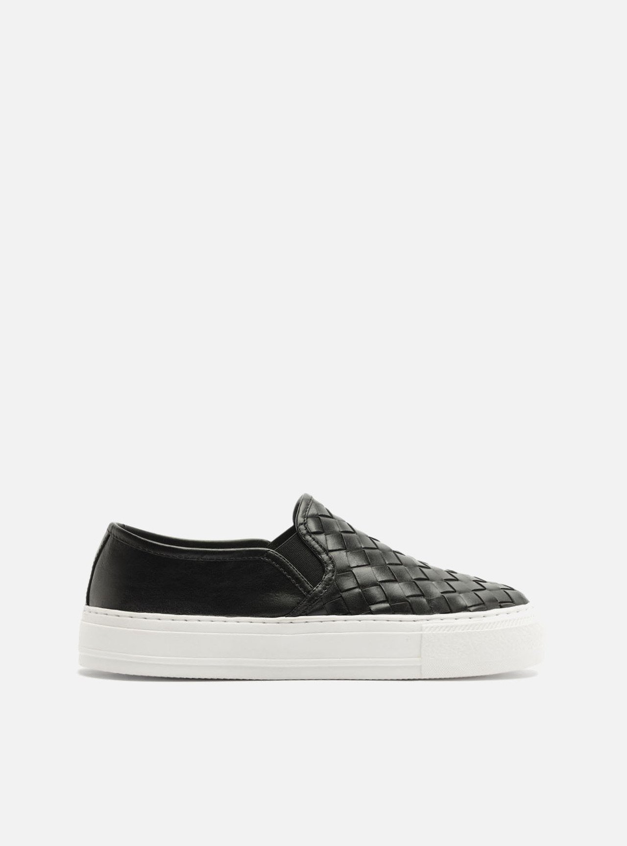 Tênis Preto Couro Salto Flatform Tressê — foto 1
