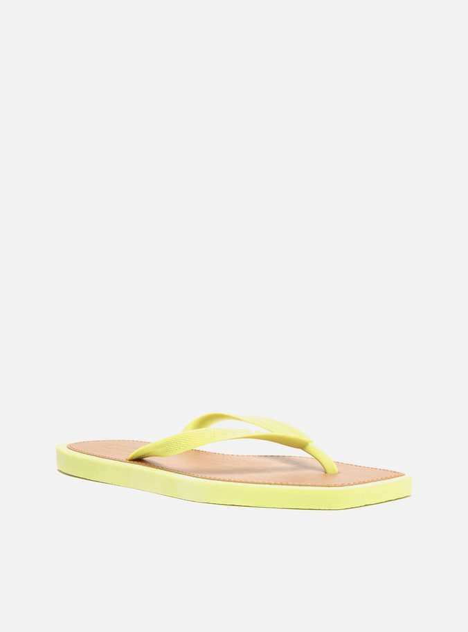 Chinelo de Dedo Amarelo Bico Quadrado Palmilha Brizza