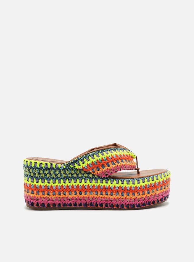 Sandália Colorida Crochê Plataforma Flip Flop
