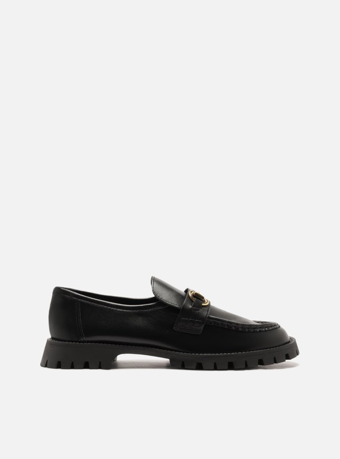 Mocassim Preto Couro Tratorado Tira Bridão