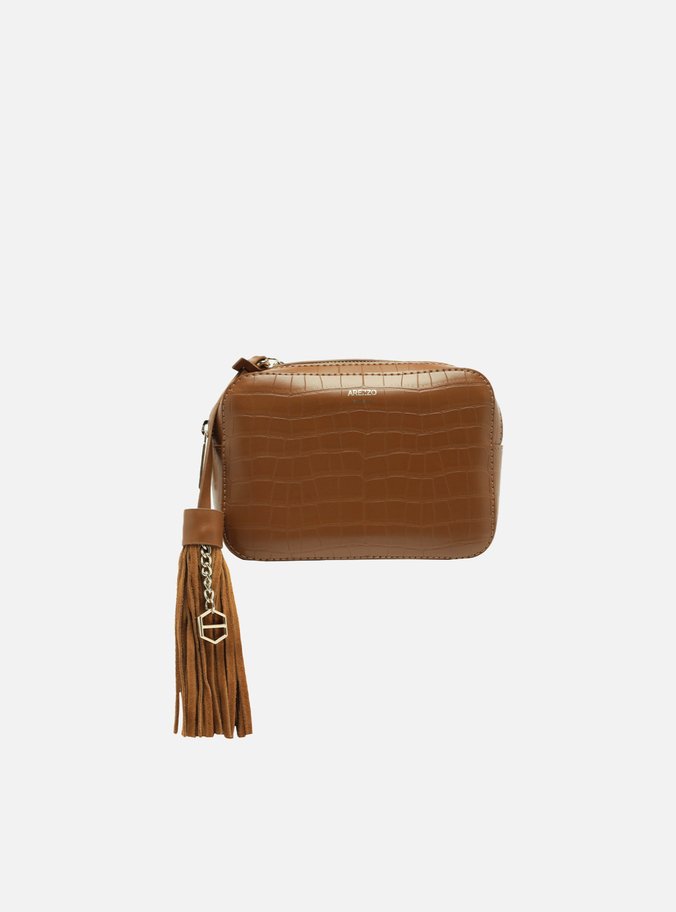 Bolsa Tiracolo Marrom Croco Pequena Barbicacho