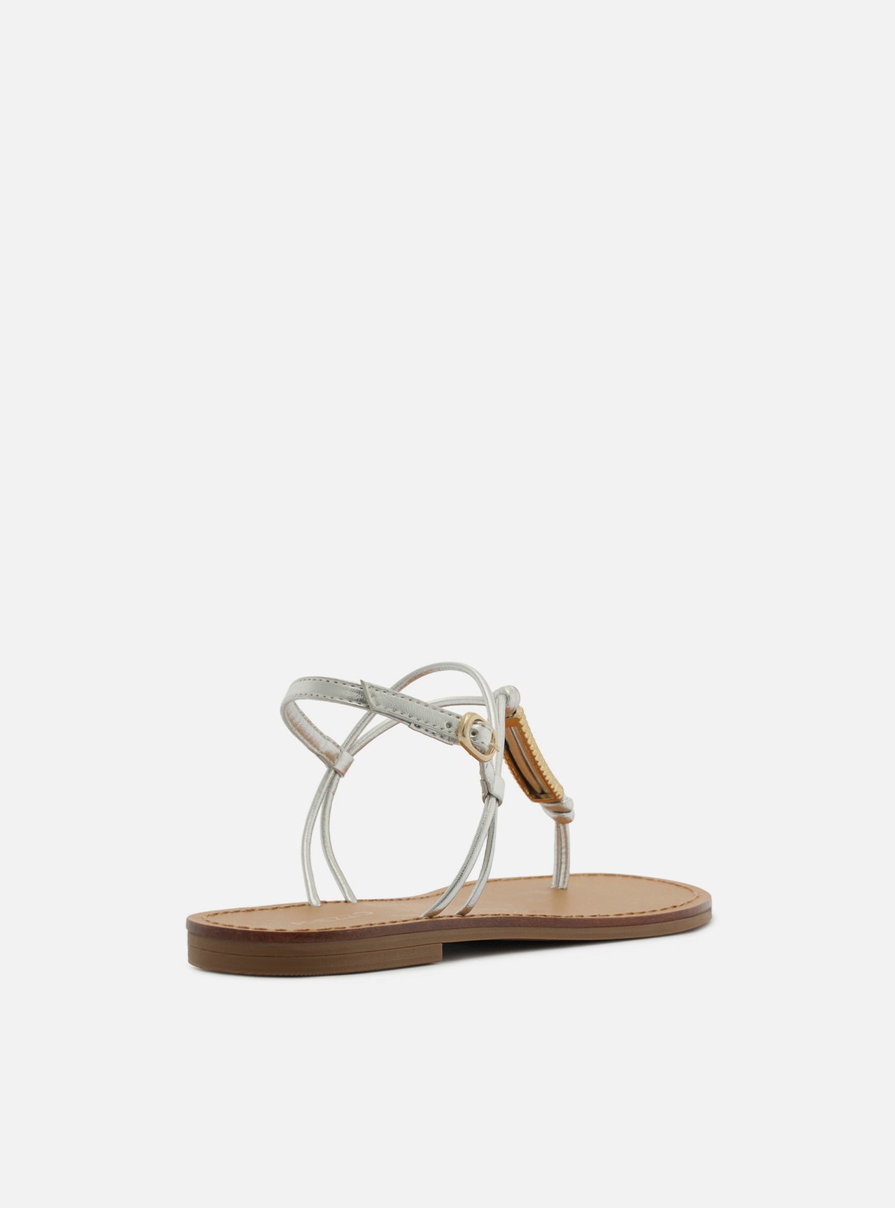 Sandália Rasteira Prata Slim Metal Mola — foto 3