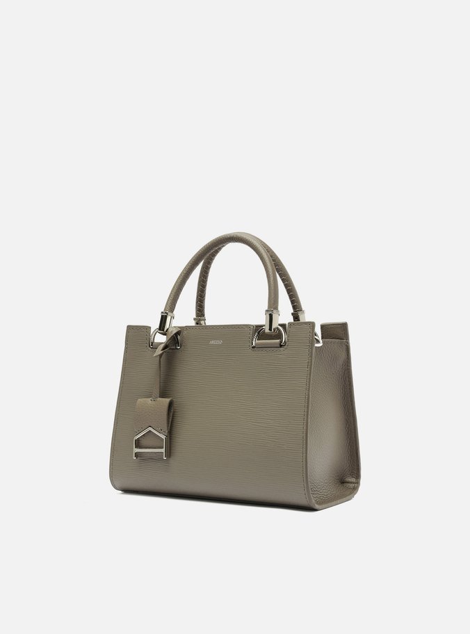 Bolsa Tote Cinza Couro Abraccio Média