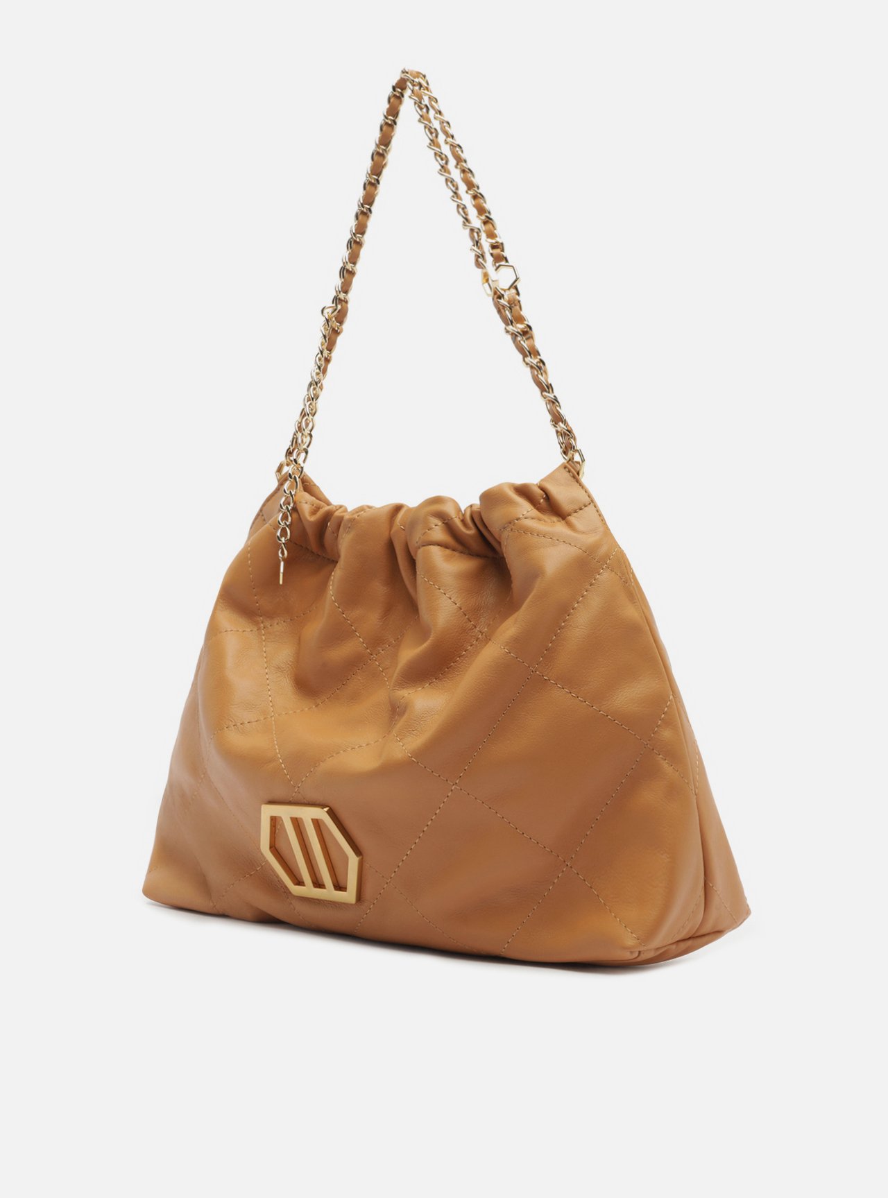 Bolsa Hobo Marrom Couro Grande Matelassê Corrente — foto 2