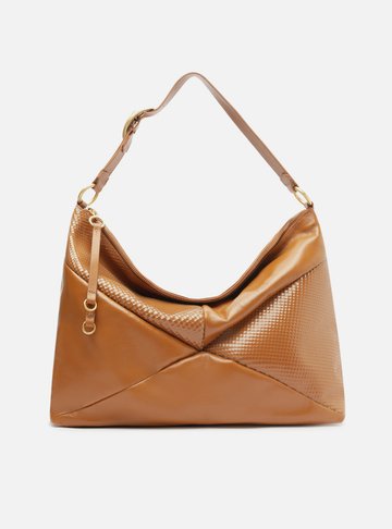 Bolsa Hobo Marrom Couro Grande Texturizada