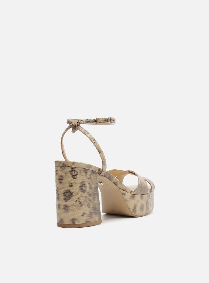 Sandália Animal Print Meia Pata Salto Bloco Esther
