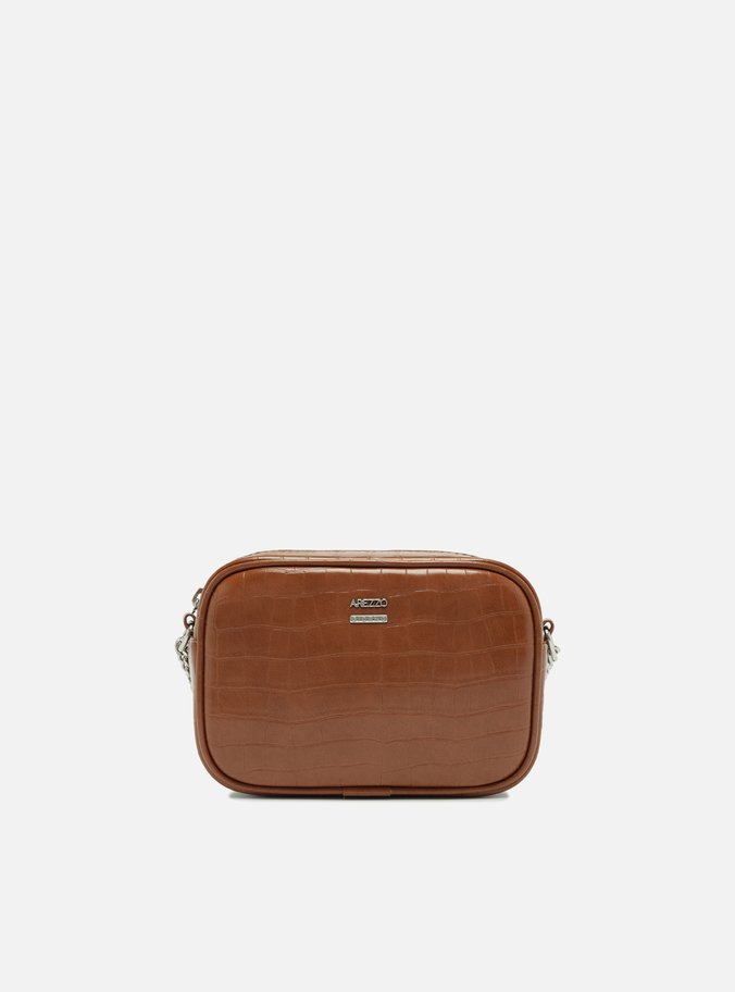 Bolsa Tiracolo Marrom Croco Pequena