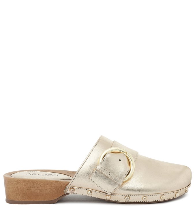 Clog Couro Dourado Filó