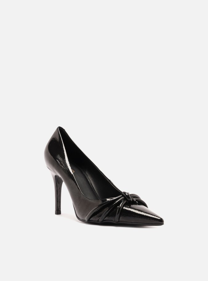 Scarpin Preto Verniz Salto Fino Tiras