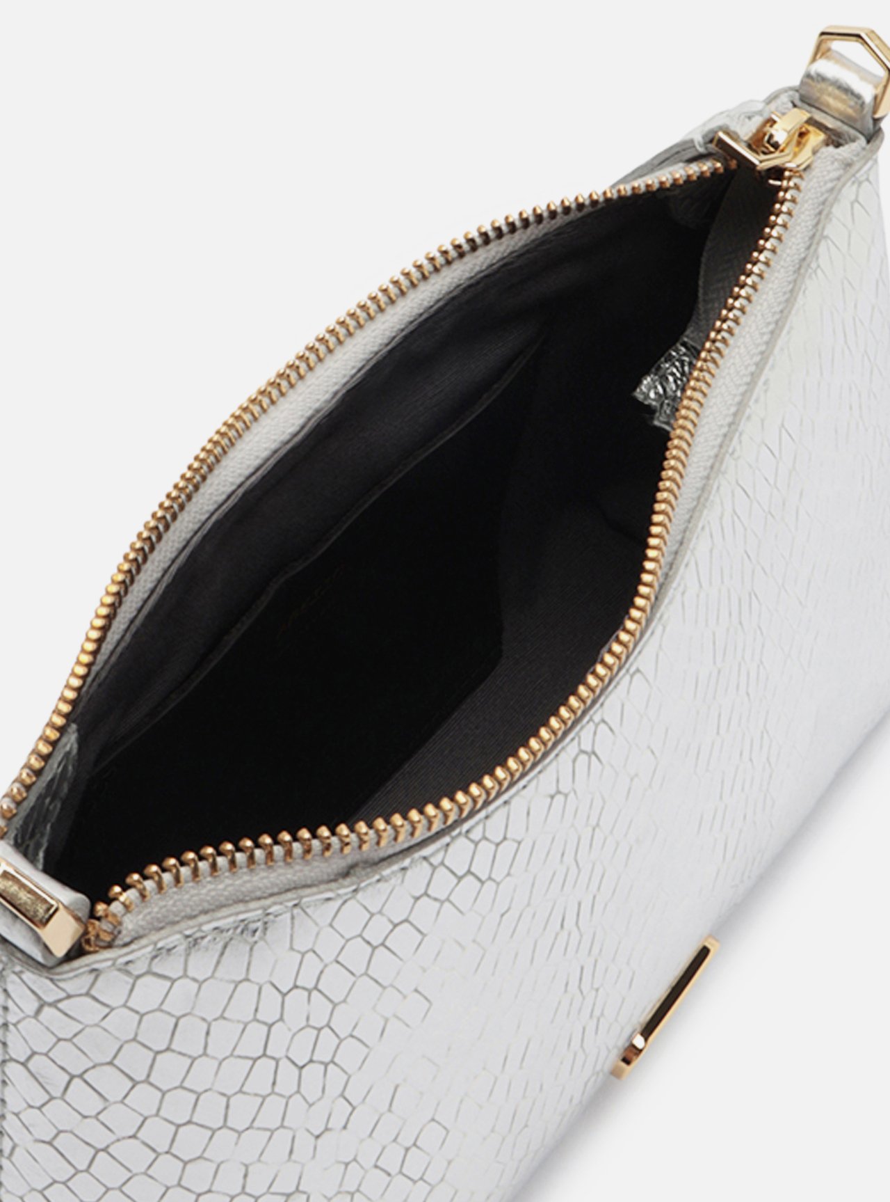 Bolsa Shoulder Preta Couro Média Snake Corrente — foto 4