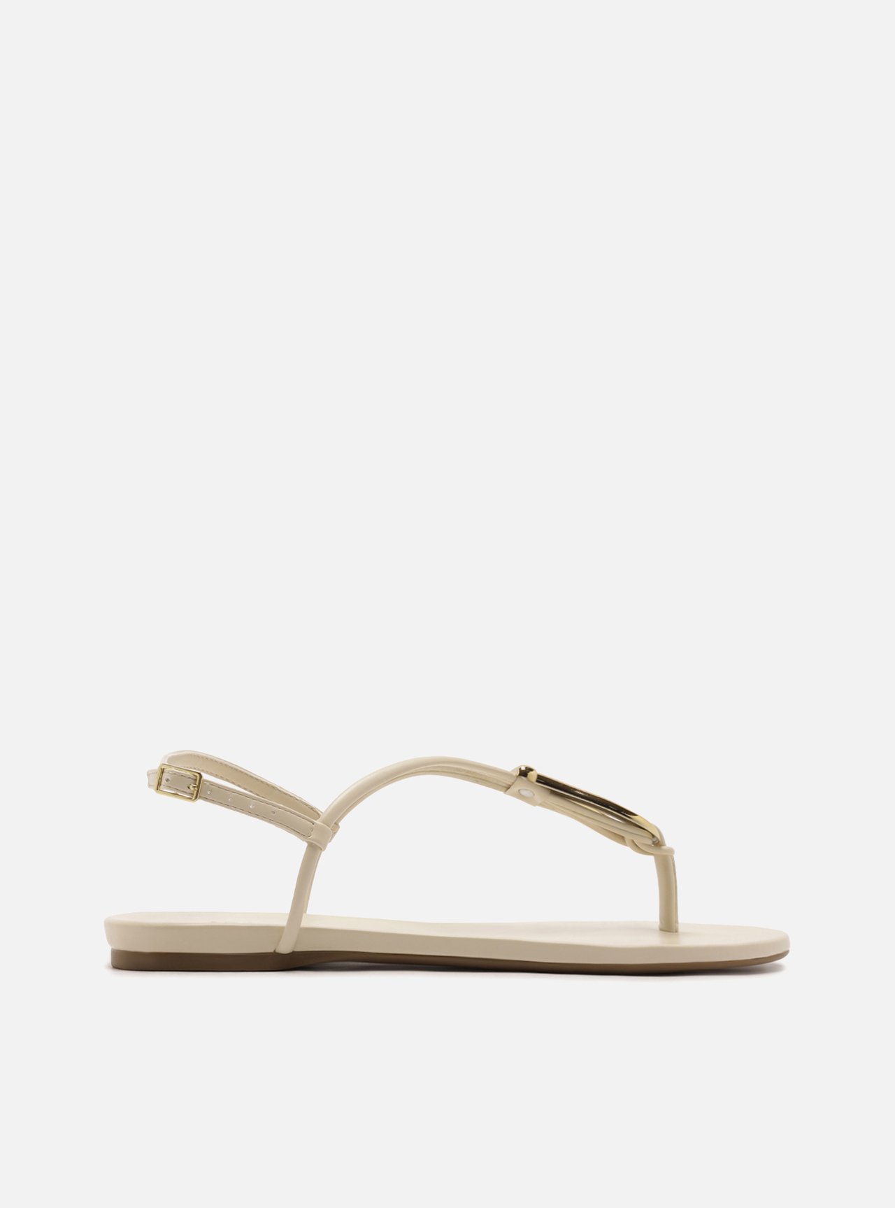 Sandália Rasteira Off White Slim Metal Dourado — foto 1
