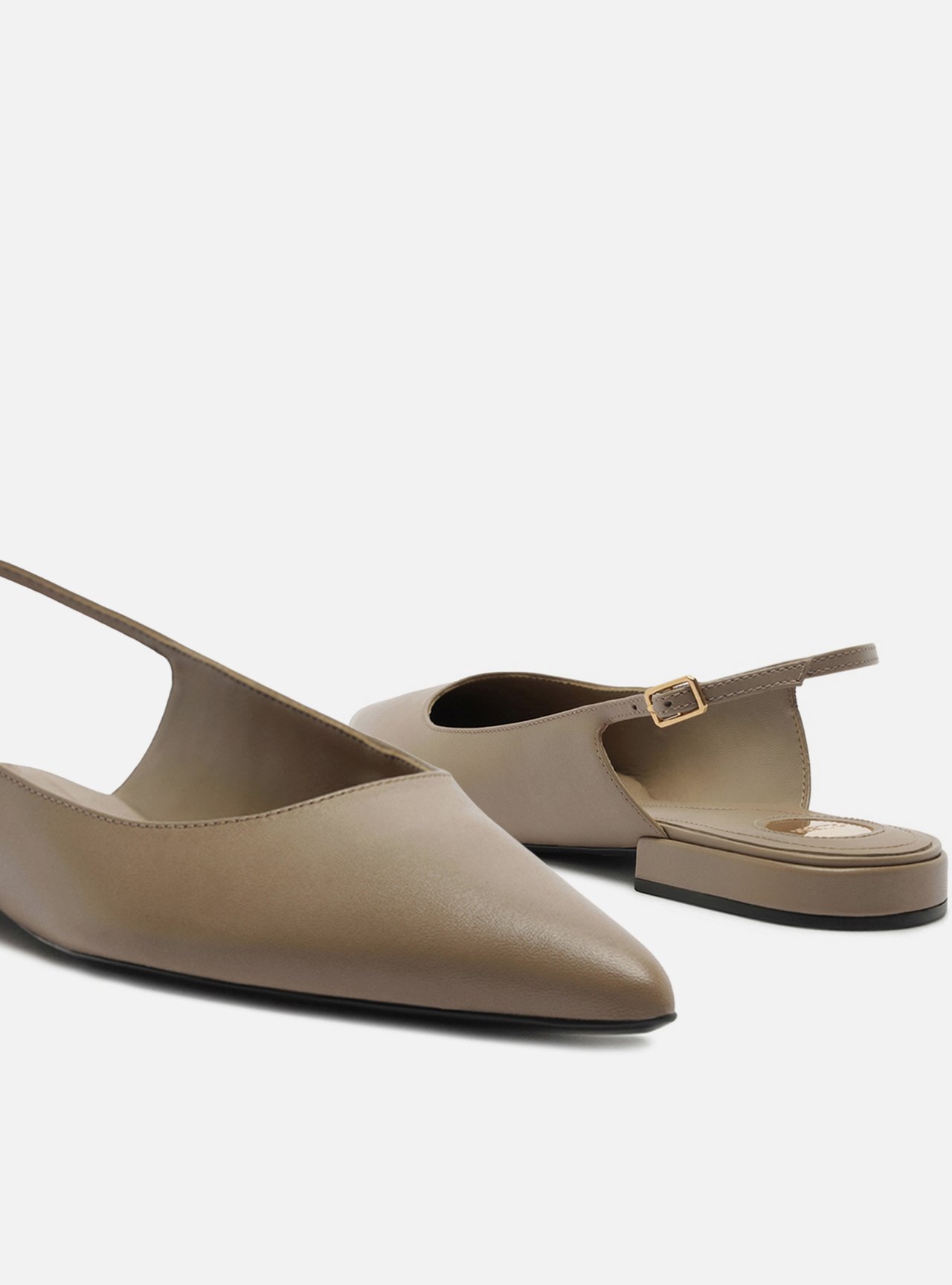 Sapatilha Cinza Couro Slingback Bico Fino — foto 4