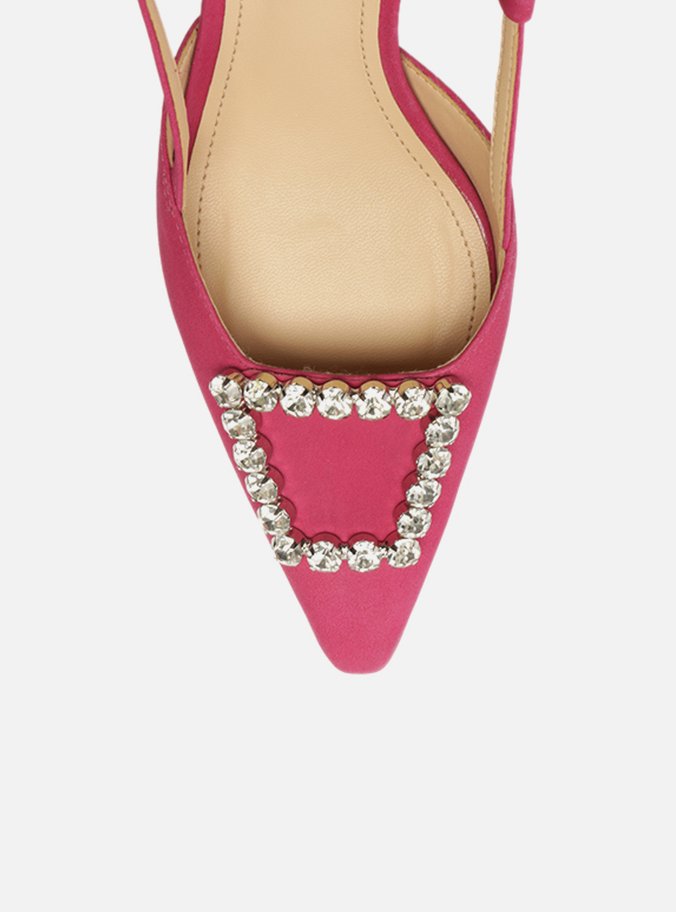 Scarpin Rosa Nobuck Bico Fino Slingback Emily