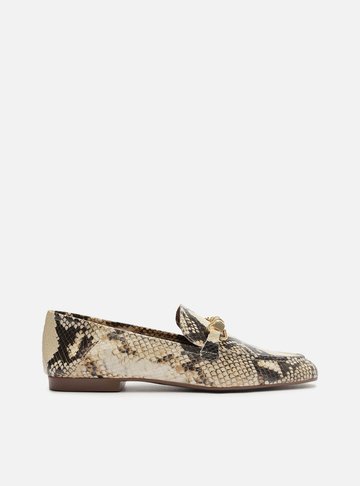 Mocassim Animal Print Aplicação Metálica