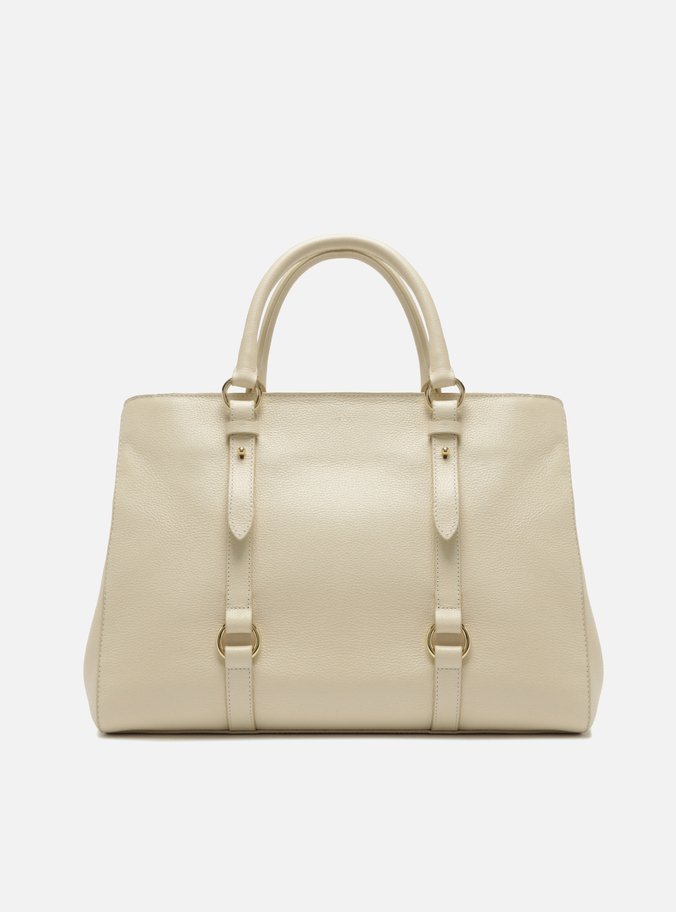 Bolsa Tote Branca Couro Grande Tiras