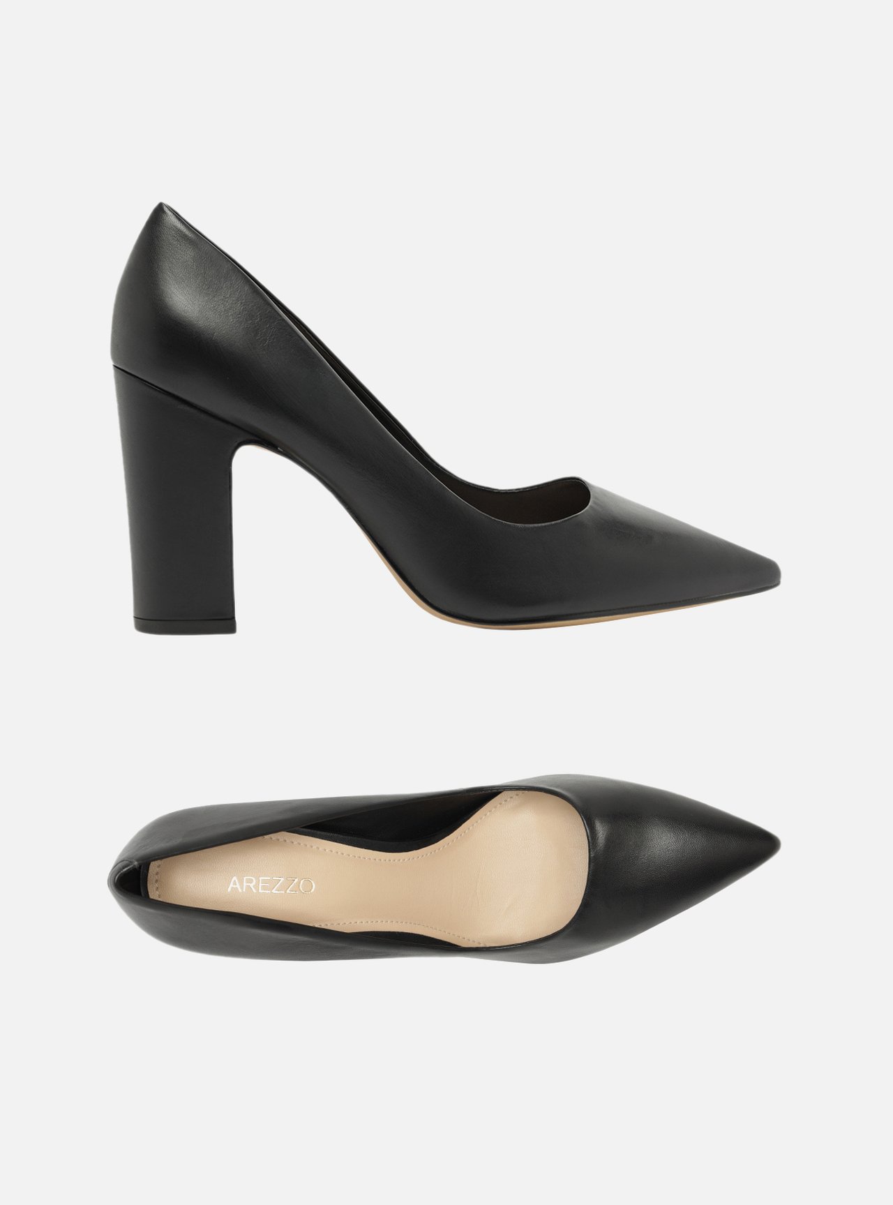 Scarpin Preto Couro Salto Alto Bloco City — foto 6