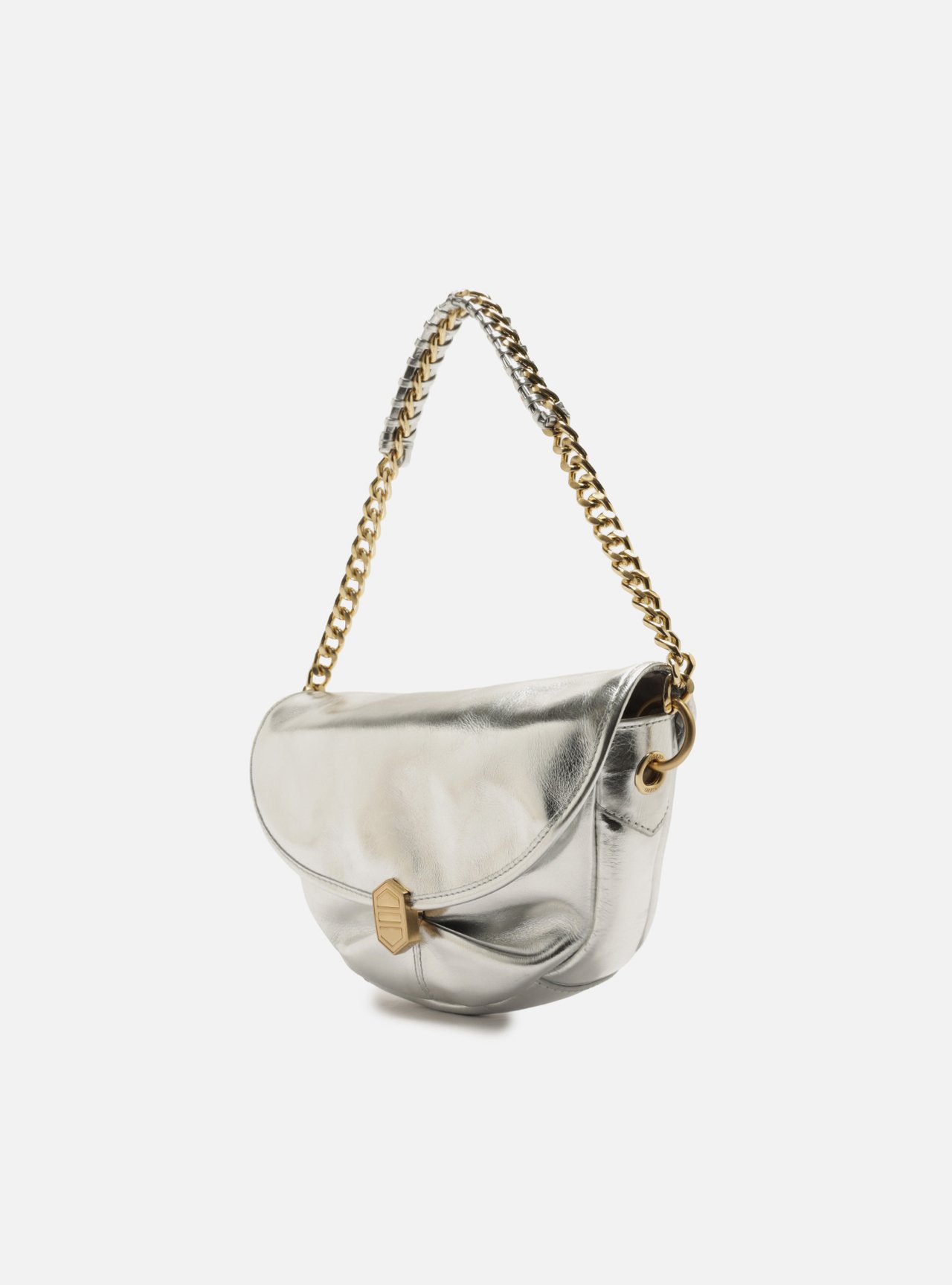 Bolsa Tiracolo Dourada Couro Média Laço — foto 2