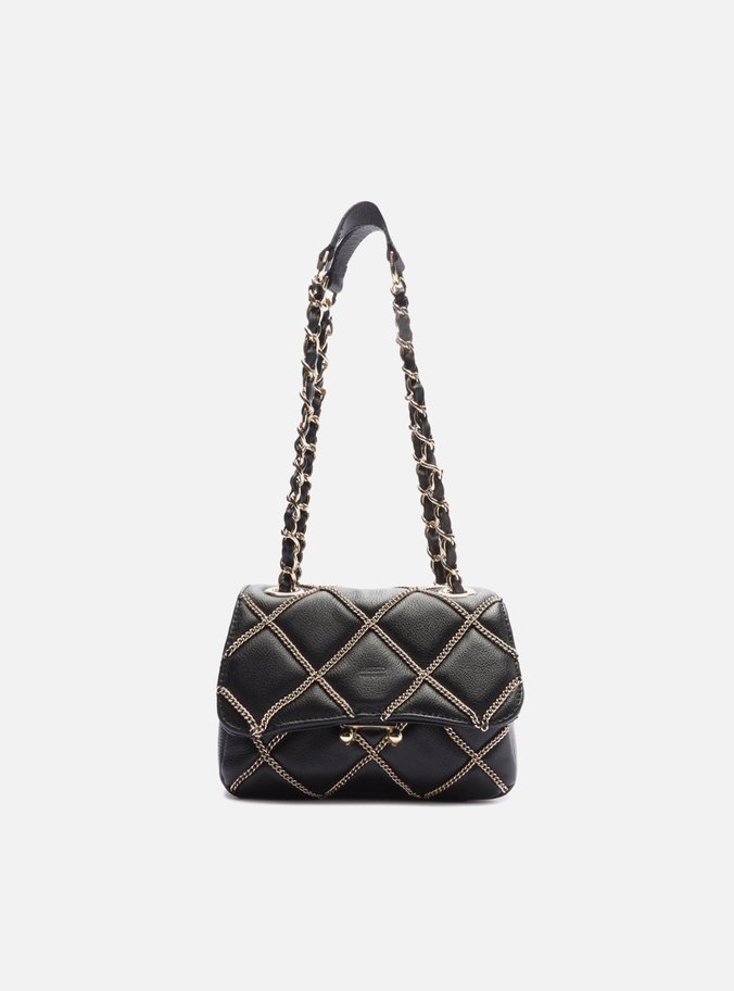 Bolsa Tiracolo Preta Correntes Couro Mizz Pequena