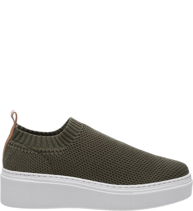 Tênis Slip On Verde Militar Tricot