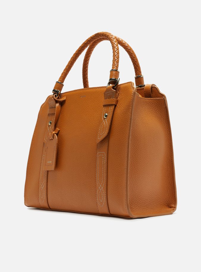 Bolsa Tote Marrom Couro Piazza Bordado Grande