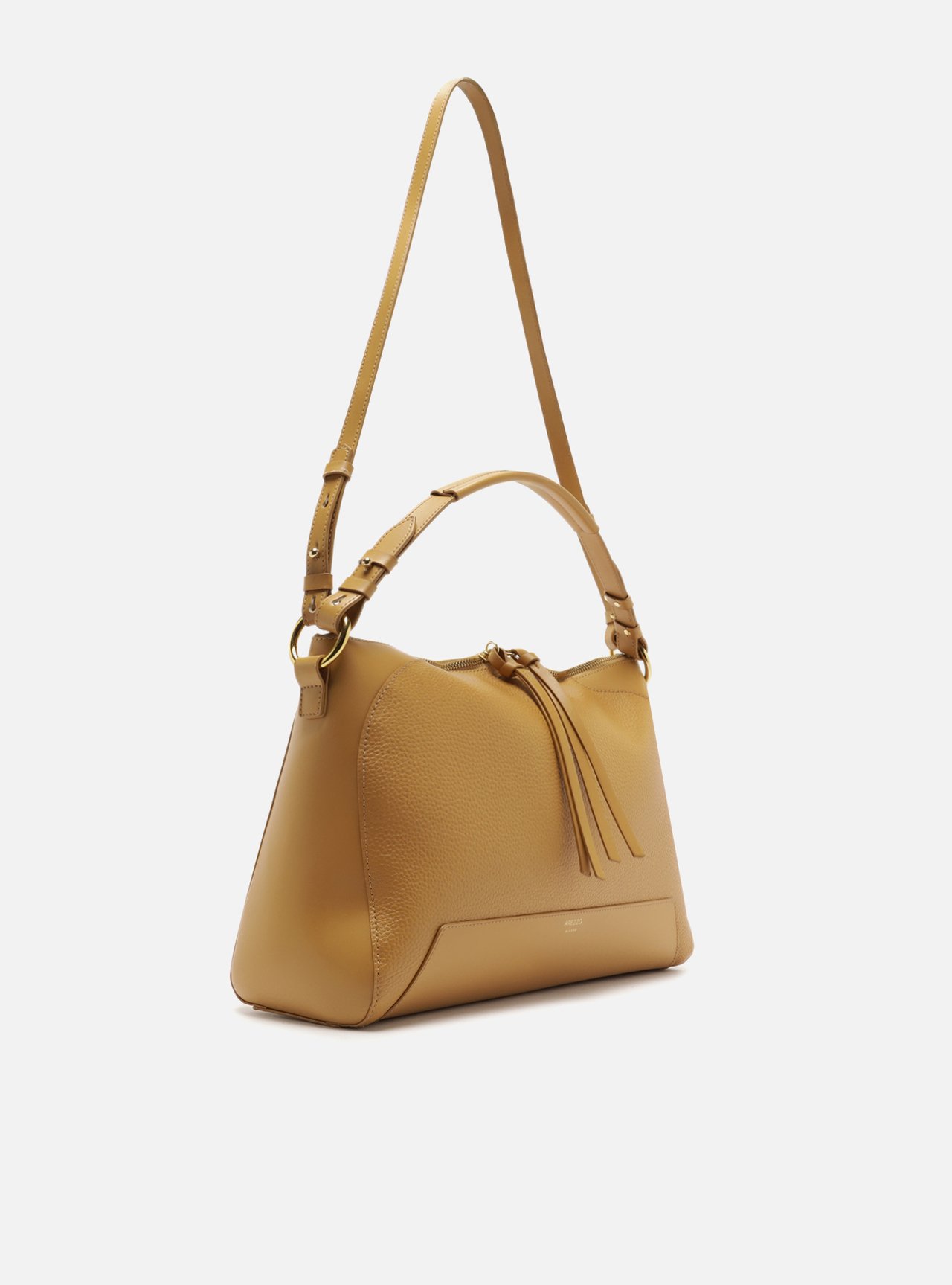 Bolsa Tote Marrom Texturizada Grande Zíper Duplo — foto 5