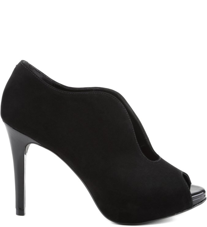 Peep Toe Nobuck Preto