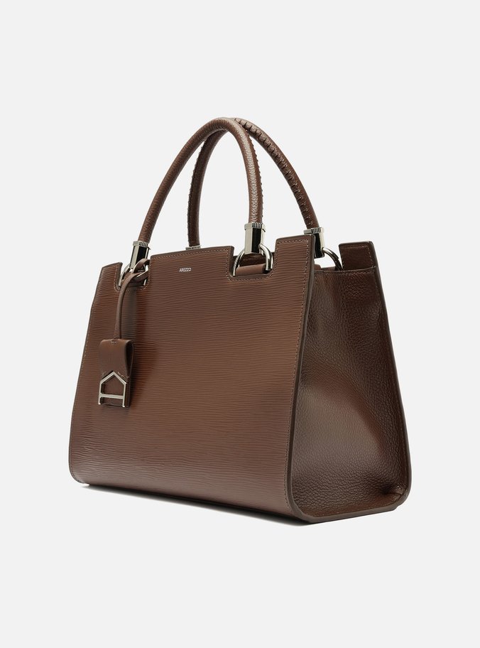 Bolsa Tote Marrom Couro Abraccio Grande
