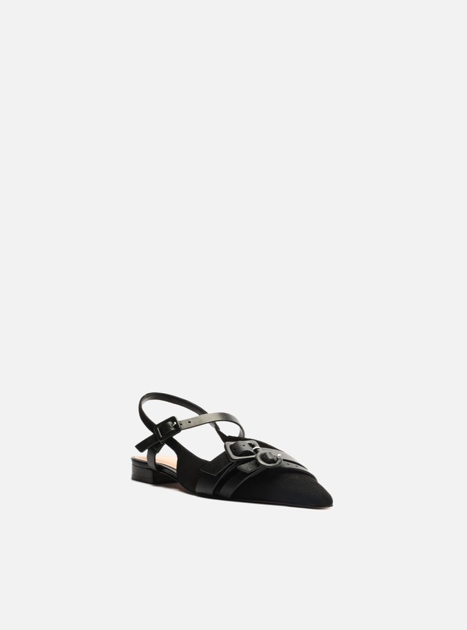 Sapatilha Preta Nobuck Slingback Fivelas