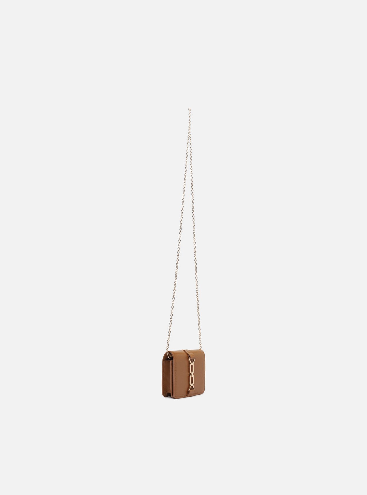 Bolsa Tiracolo Marrom Pequena Corrente Dourada — foto 5