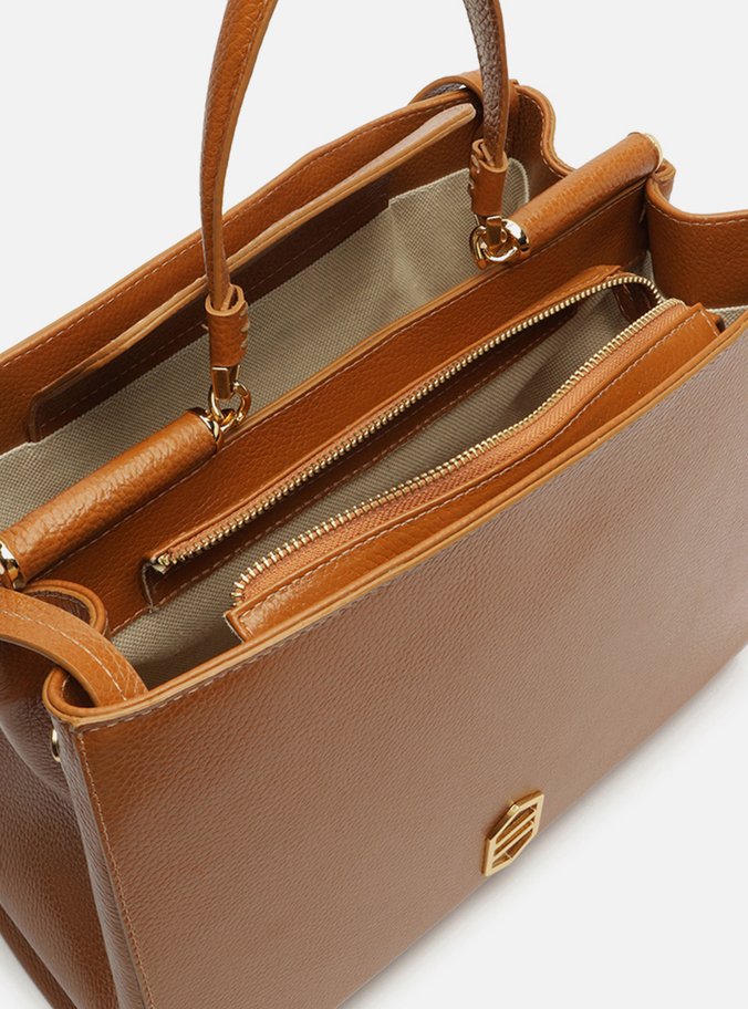 Bolsa Tote Marrom Couro Grande Alças