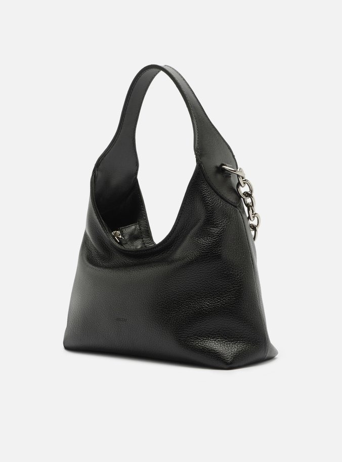 Bolsa Tiracolo Preta Couro Média Alça Dupla