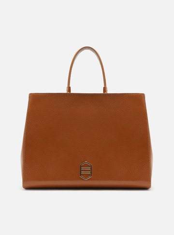 Bolsa Tote Marrom Couro Grande Alças