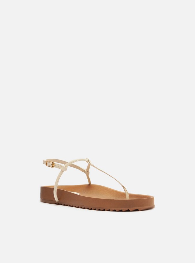 Sandália Papete Branca Flatform Tiras Slim