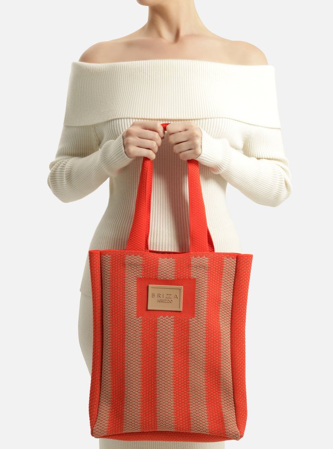 Bolsa Shopping Laranja Crochê Cannes Grande Listrada