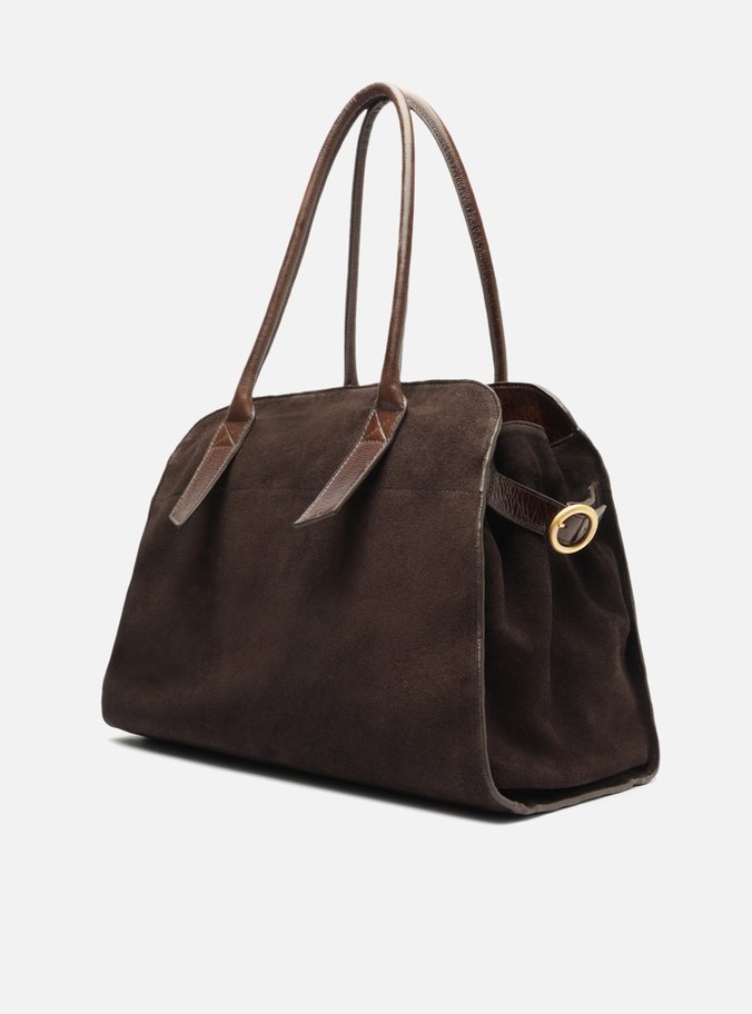 Bolsa Shopping Marrom Couro Acamurçado Grande