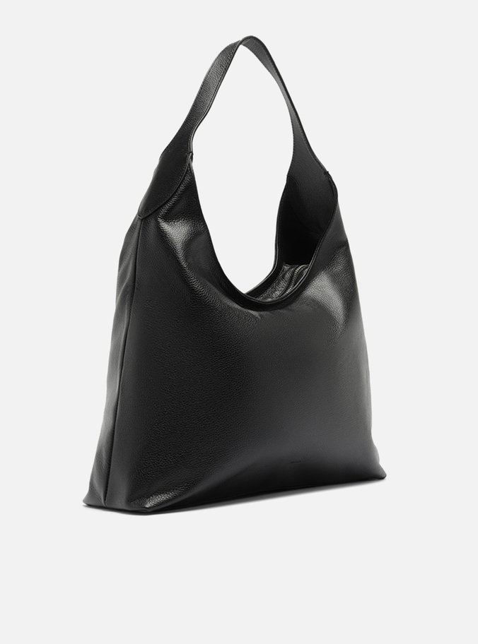 Bolsa Hobo Preta Couro Grande Alça Dupla