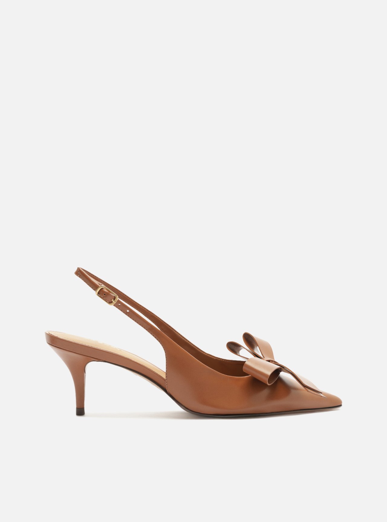Scarpin Vermelho Couro Salto Fino Laço Slingback — foto 1