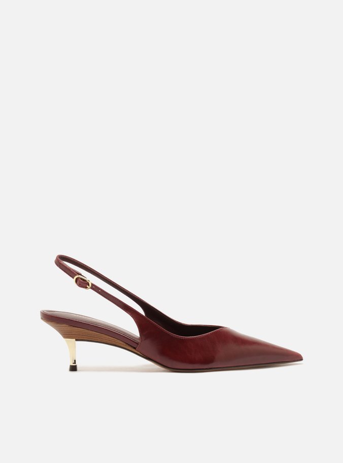 Scarpin Vermelho Couro Salto Fino Fivela Slingback