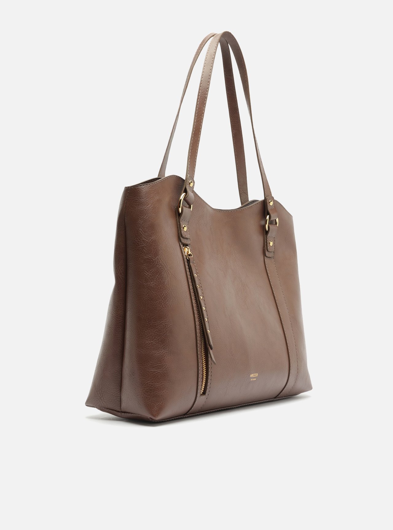 Bolsa Shopping Marrom Grande Bolso Frontal Zíper — foto 5