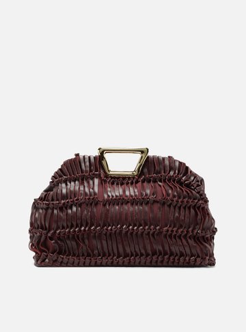 Bolsa Tiracolo Vinho Couro Grande Alça Metal
