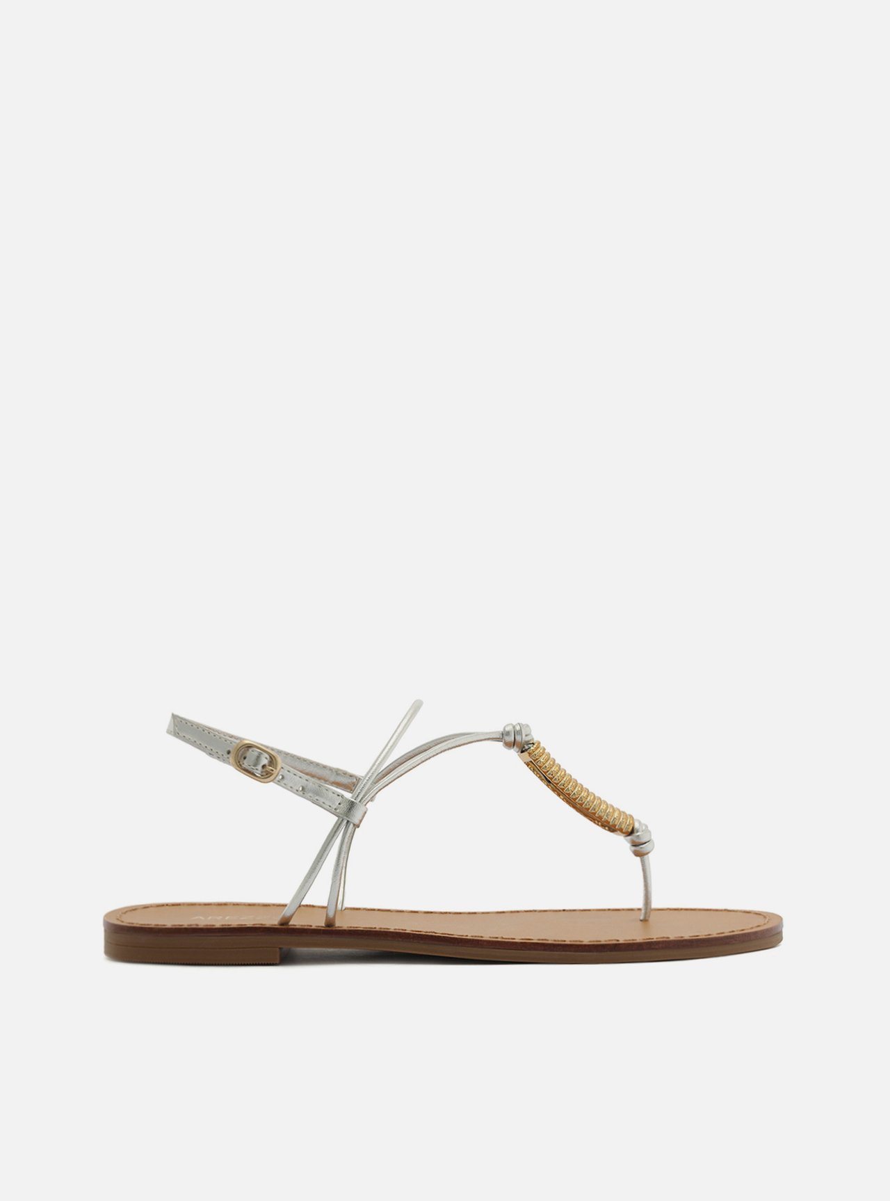 Sandália Rasteira Prata Slim Metal Mola — foto 1