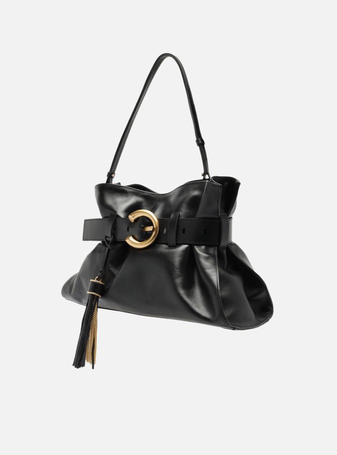Bolsa Tiracolo Preta Couro Isa Média