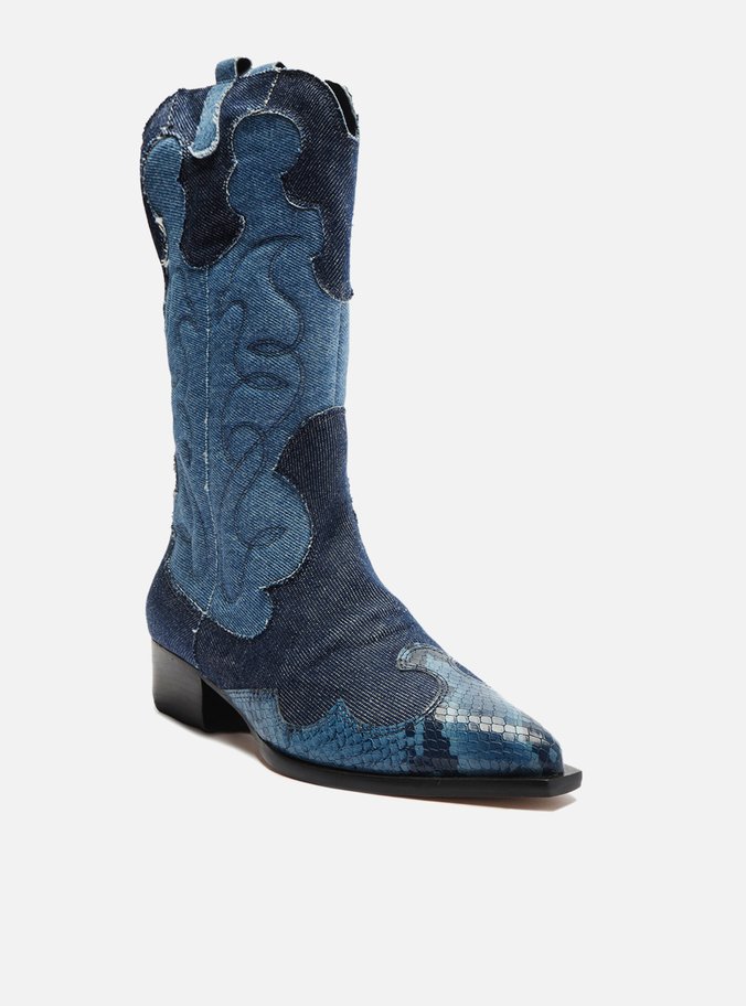 Bota Azul Jeans Cano Médio Western Georgia