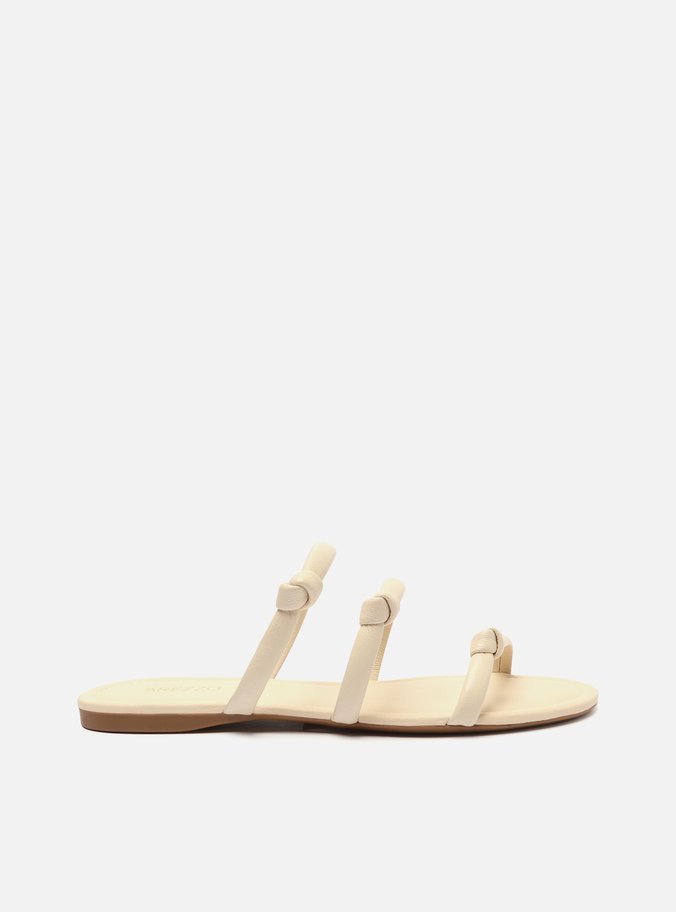 Sandália Rasteira Off-White Tiras Nós