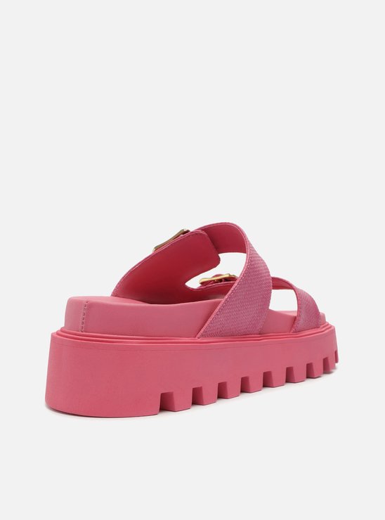 Sandália Papete Rosa Flatform Tratorada