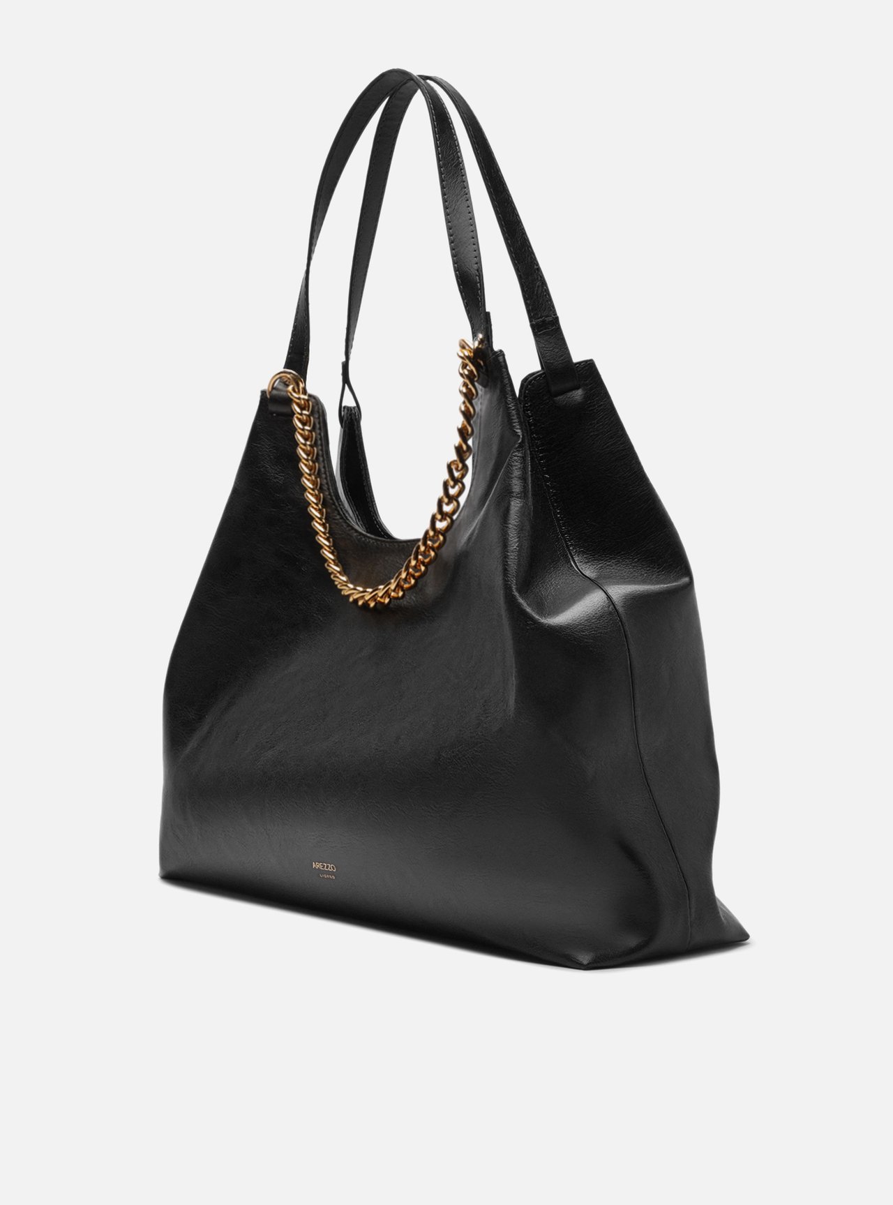Bolsa Hobo Preta Grande Corrente Metálica — foto 2