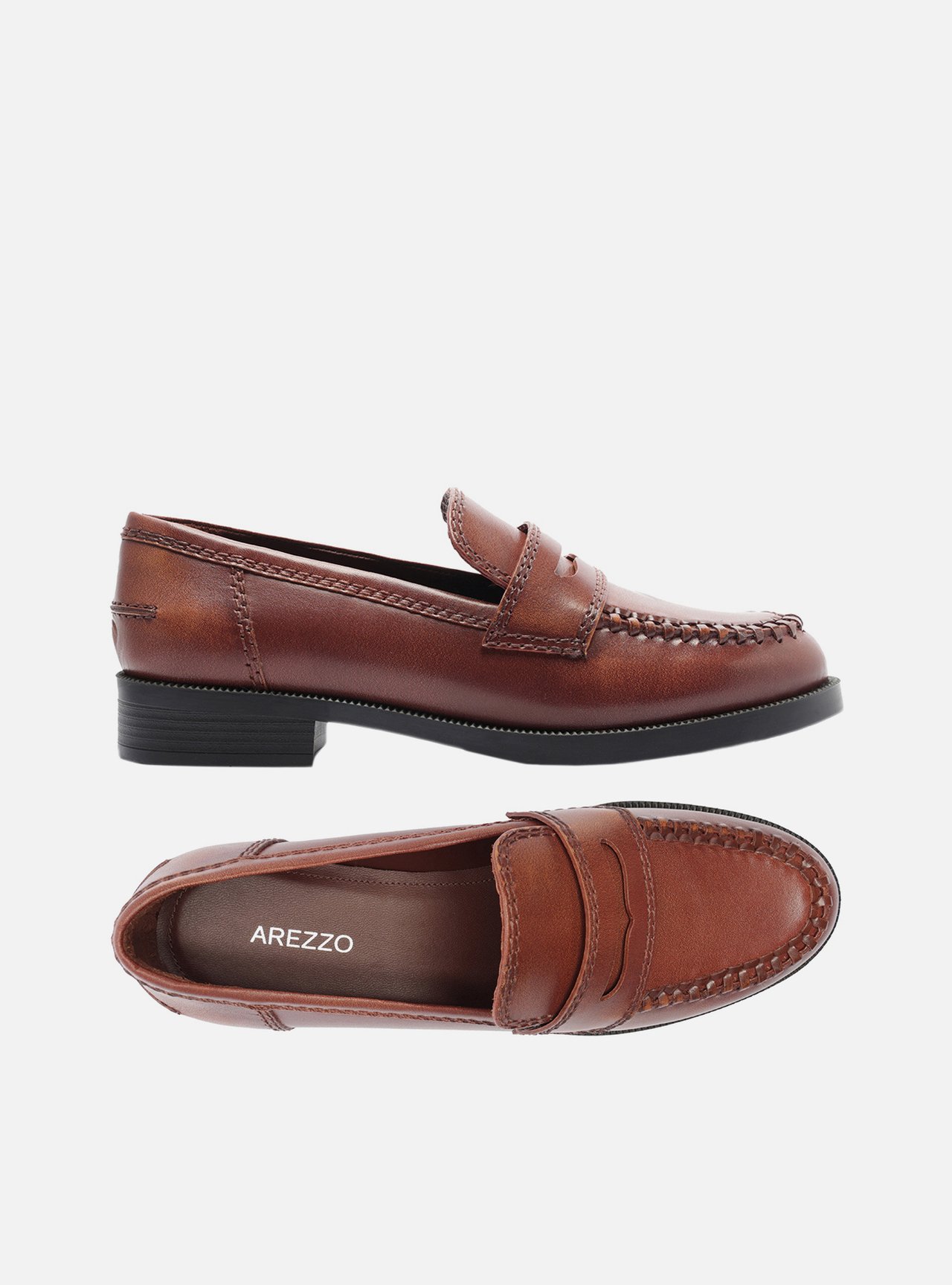 Mocassim Caramelo Couro Bloco Costuras — foto 5