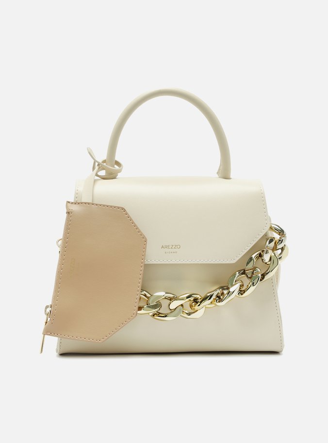 Bolsa Satchel Off-White Iara Média Bege